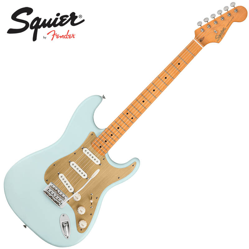誠実 美品 Squier by Fender 40th Anniversary Stratocaster Vintage Edition Satin Sonic Blue sannart.com sannart.com