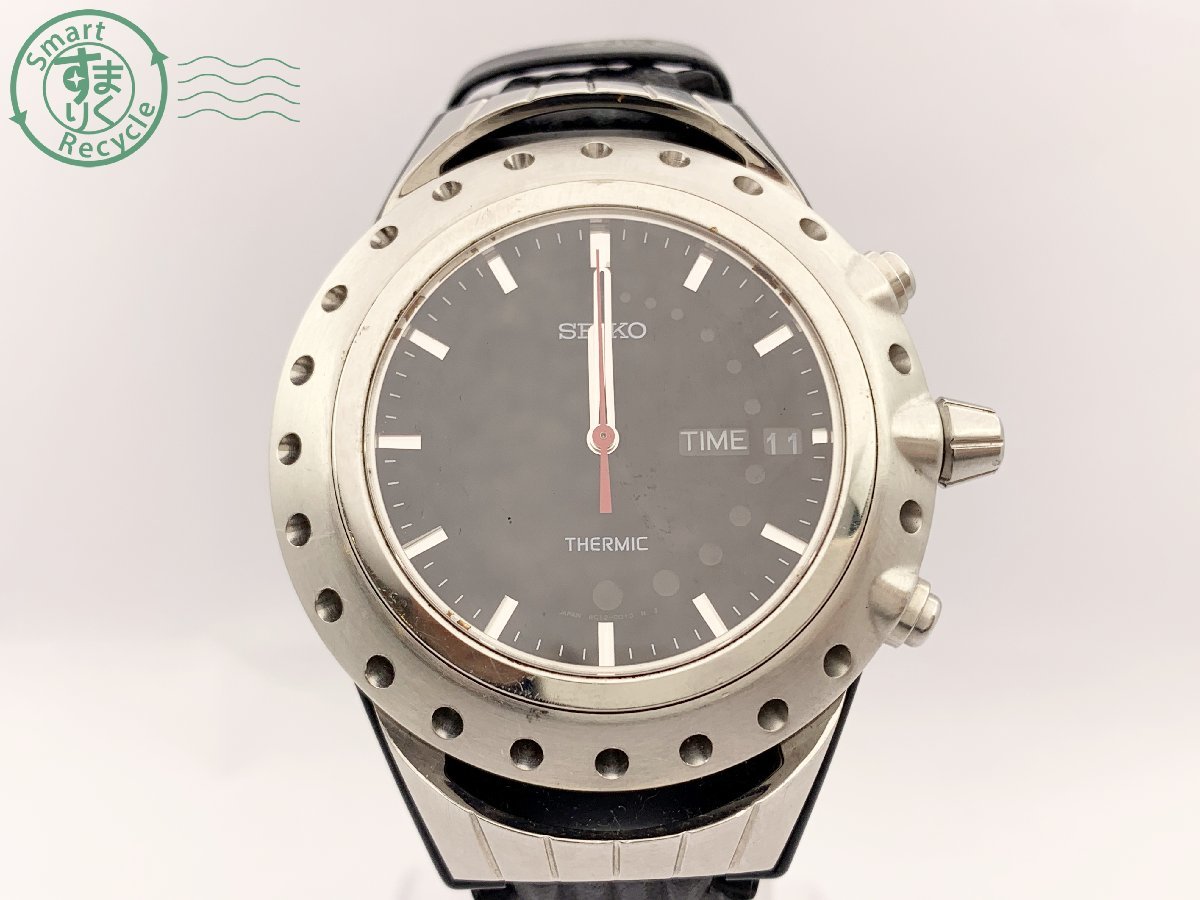 0713229 〇 1円～ SEIKO セイコー サーミック 6C12-0010 thermic シルバー ブラック文字盤 QUARTZ ...