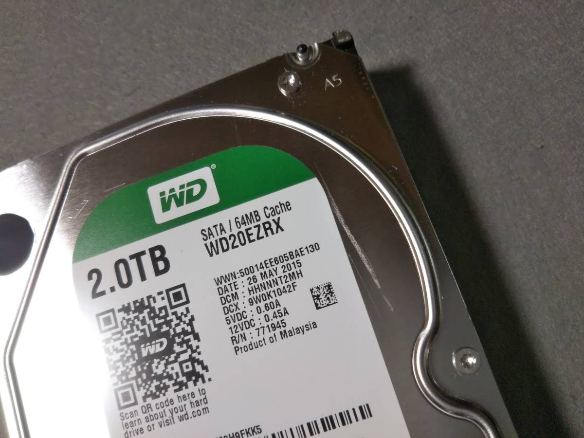 2TB Western Digital WDC WD20EZRX-00D8PB0 3.5インチ SATA 使用時間多い /【Buyee】
