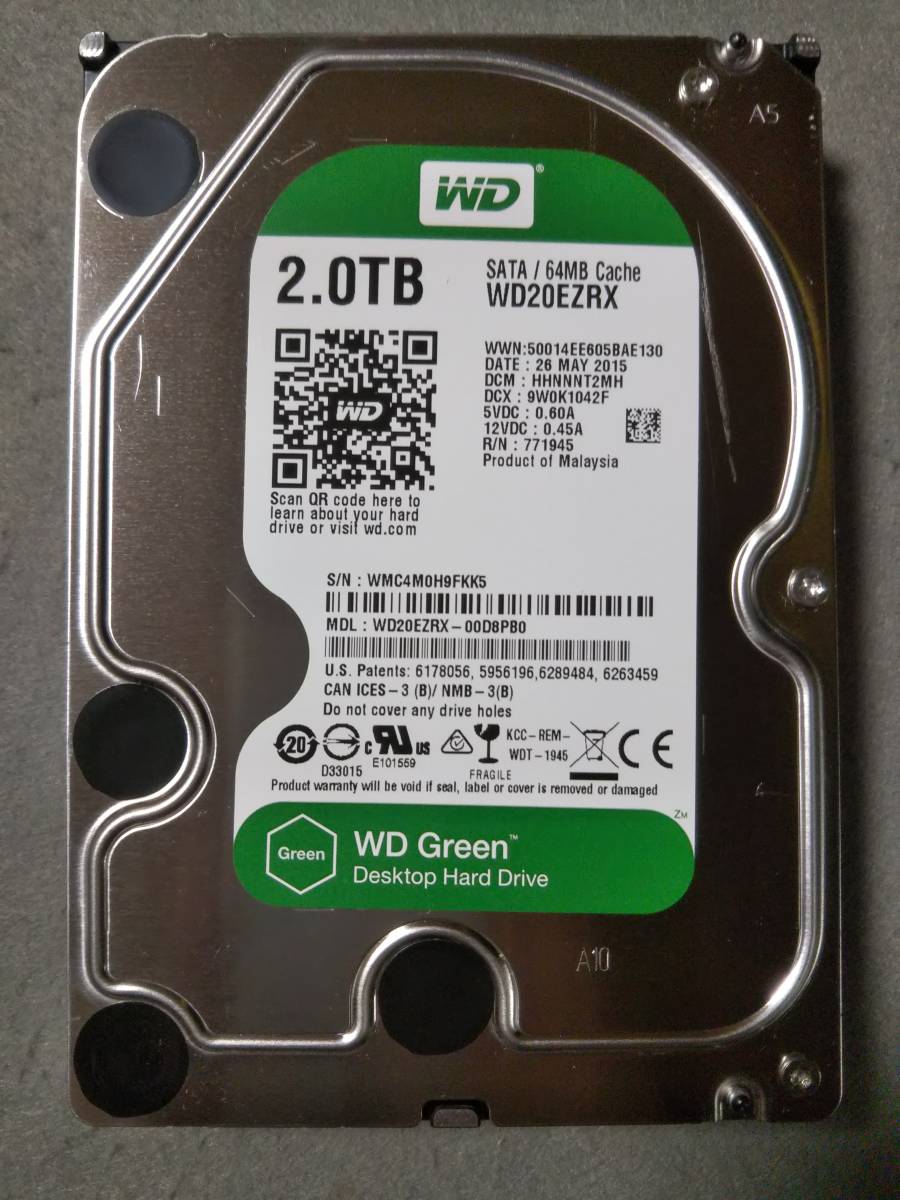 2TB Western Digital WDC WD20EZRX-00D8PB0 3.5インチ SATA 使用時間多い /【Buyee ...