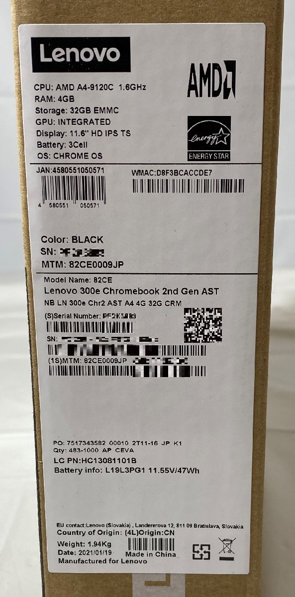 【メーカー公式ショップ】 最適な材料 未開封 Lenovo 300e Chromebook 2nd Gen AST 82CE AMD A4-9120C 4GB 32GB EMMC 11.6 speaktotellthenproudlysell.com speaktotellthenproudlysell.com