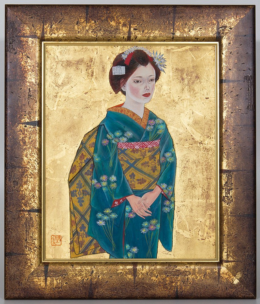 【五】井上潤 『舞妓立像』 日本画 彩色 真作 6号 額装 共シール /【Buyee】 "Buyee" Japanese Proxy