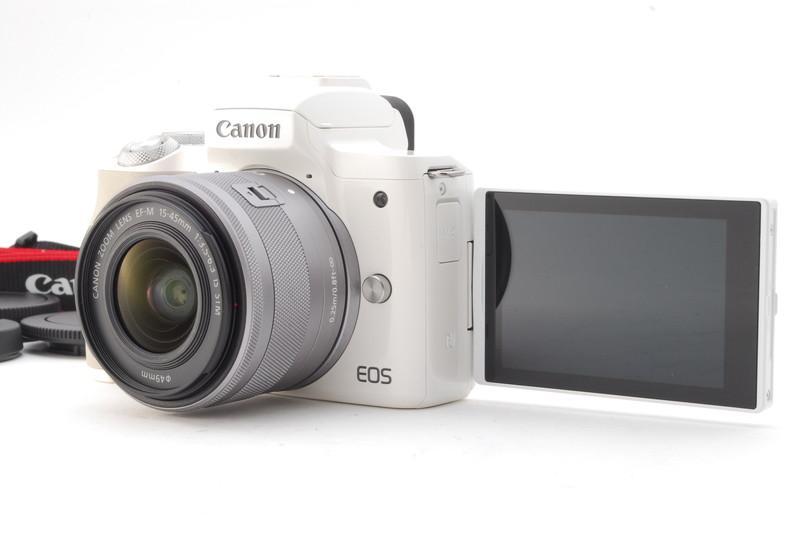大切な人へのギフト探し 美品 Canon キヤノン EOS Kiss M ホワイト レンズキット 新品SD32GB付き mojpit.pl mojpit.pl