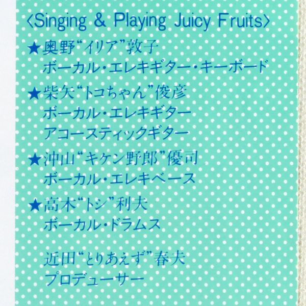 Juicy Fruits（ジューシィ・フルーツ）｜パジャマ・デート ＜LP 1981年 帯付き・日本盤＞3rd 奥野敦子（イリア