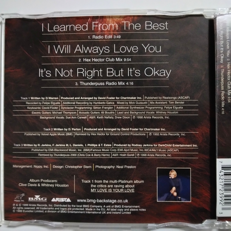 ホイットニー・ヒューストン Whitney Houston／I Learned From The Best（マキシシングル）2枚 ★輸入盤