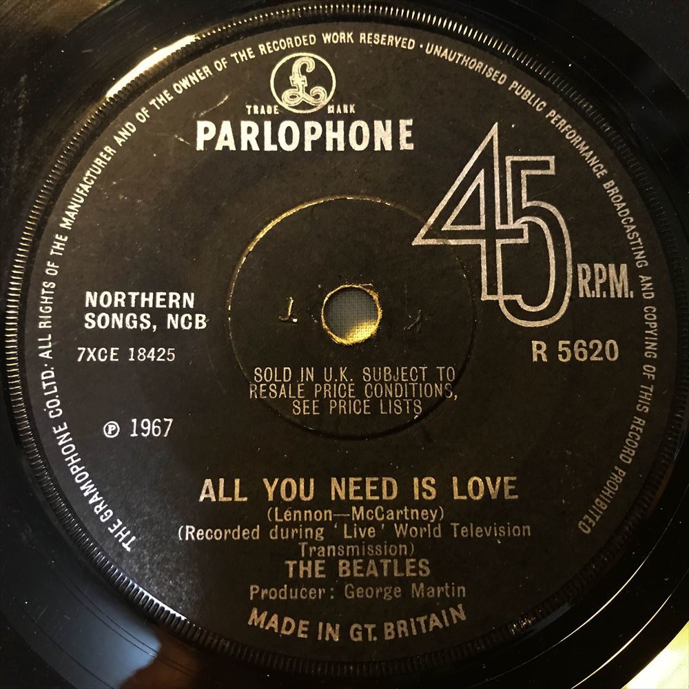 ７インチ☆BEATLES☆All You Need Is Love UK Par - 洋楽