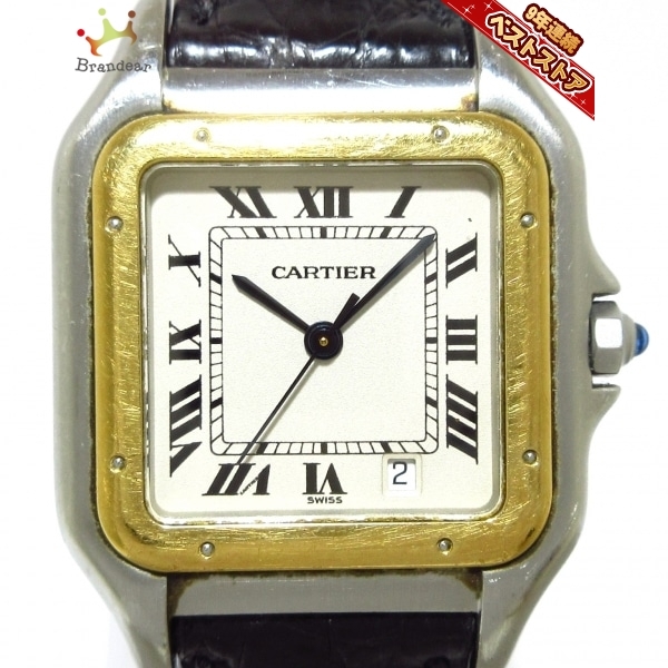 メーカー再生品 77％以上節約 Cartier カルティエ 腕時計 パンテールMM ボーイズ 社外革ベルト アイボリー bigportal.ba bigportal.ba