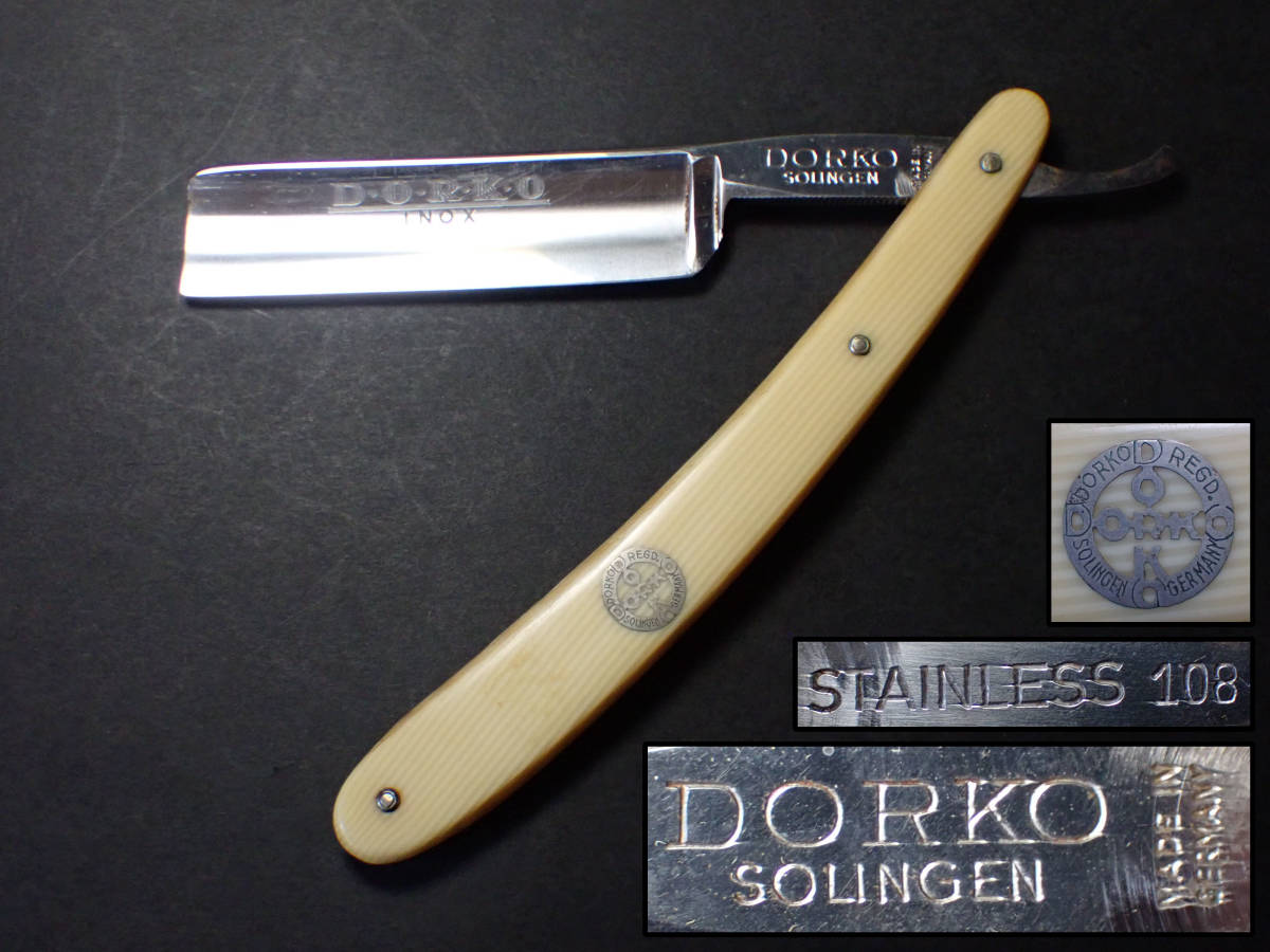 Solinge 【近】戦前理髪店から 西洋剃刀⑨大刃 DORKO SOLINGE アンティーク レザー 理容・美容 /【Buyee】 Buyee ...