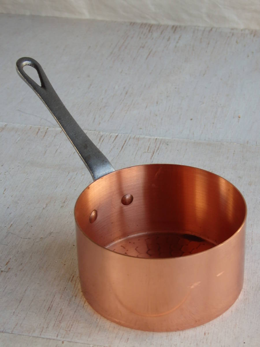 フランスアンティーク 銅製 銅 片手鍋 カフェ ブロカント 蚤の市 キッチン 調理器具 カフェ 実用 ソースパン