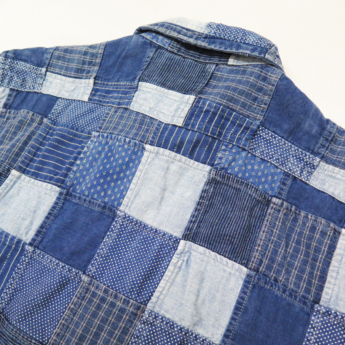 RRL DOUBLE RL INDIGO PATCHWORK S/S SHIRT XS ダブルアールエル ラルフローレン インディゴ ...