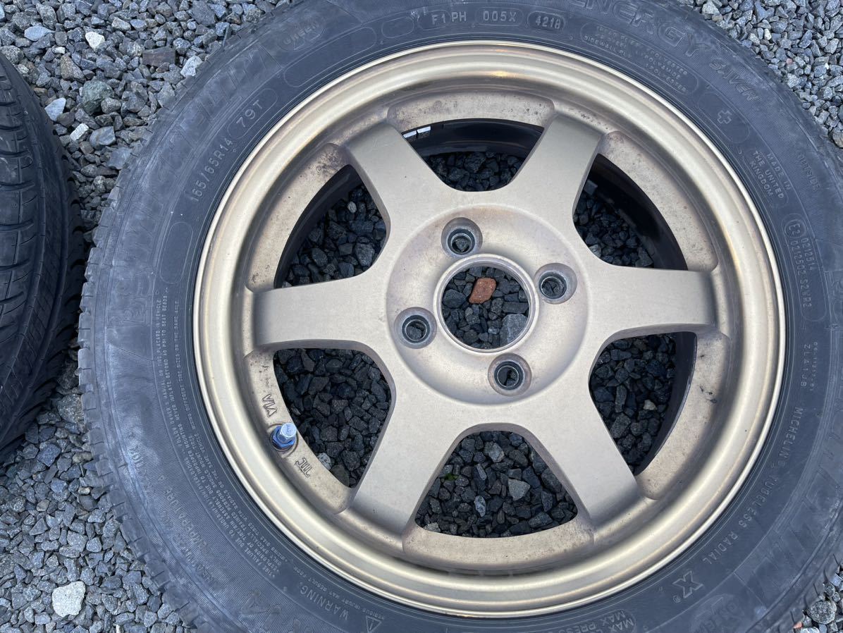 RAYS VOLK Racing TE37 ブロンズ 5J-14インチ OFFSET 45 PCD100-4H 4本 ミシュラン 165 ...