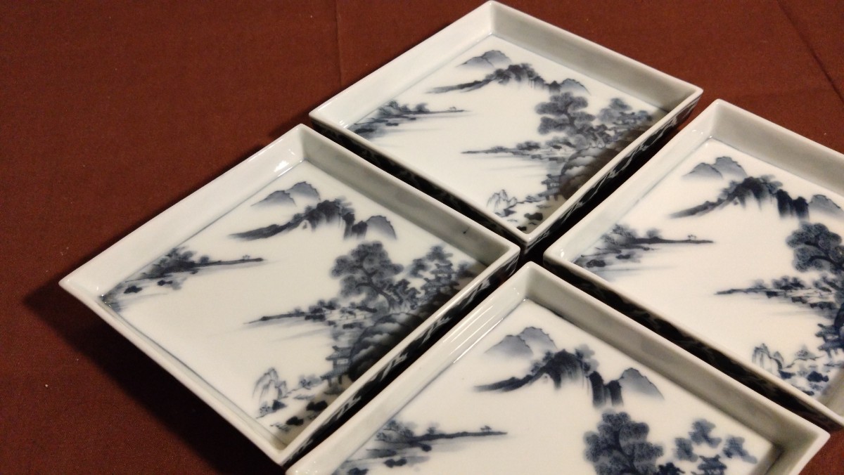 李朝 古伊万里 伊万里 白磁 染付 山水画 菱形皿 櫛高台 青華 4客 /【Buyee】 Buyee Japanese Proxy Service Buy from Japan! bot-online 伊万里焼 初期伊万里 稗古場窯 染付 皿 V R5202