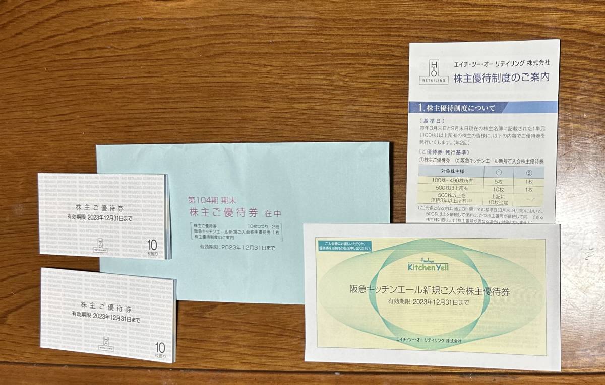 H2O 株主優待券 エイチツーオー 1枚 阪急百貨店 2023/12/31 最新