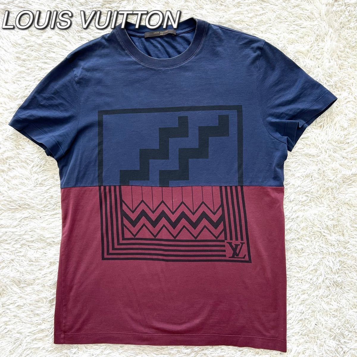 極美品 ルイヴィトン LOUIS VUITTON Tシャツ 半袖 カラコラム プリント