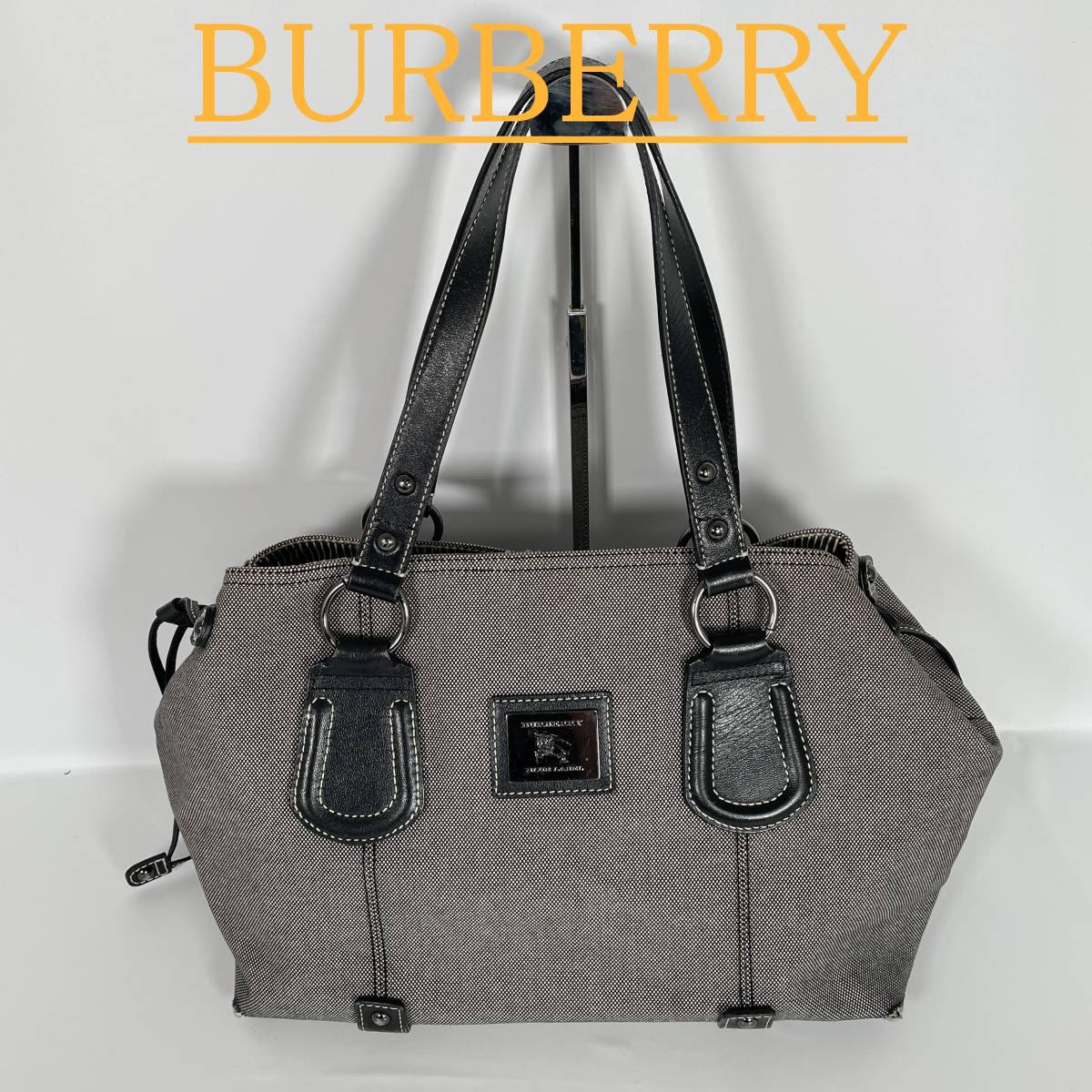 良品】BURBERRY バーバリー トートバッグ ロゴ金具 グレー /【Buyee