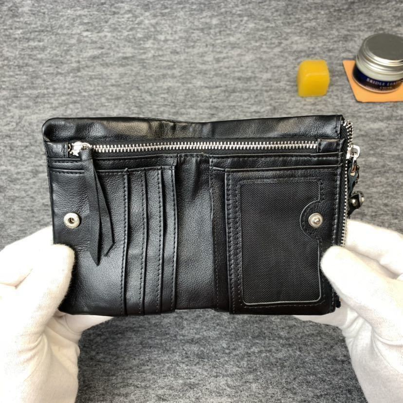 人気アイテム 二つ折り財布 メンズ レザー 革 財布 小銭入れ ブラック
