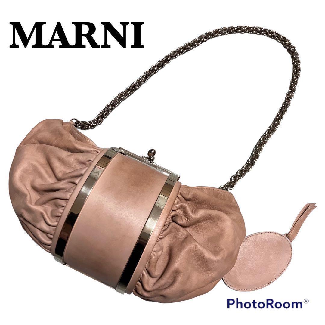 春色3カラー✧ 【大人気】マルニ MARNI がま口 レザー ショルダー