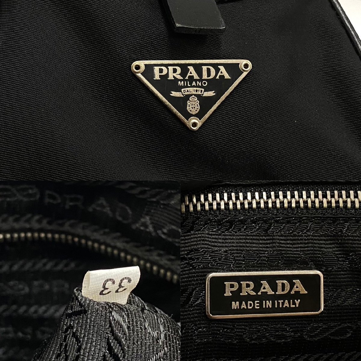 極 美品 希少品 PRADA プラダ 三角ロゴ 金具 カーフ レザー 本革