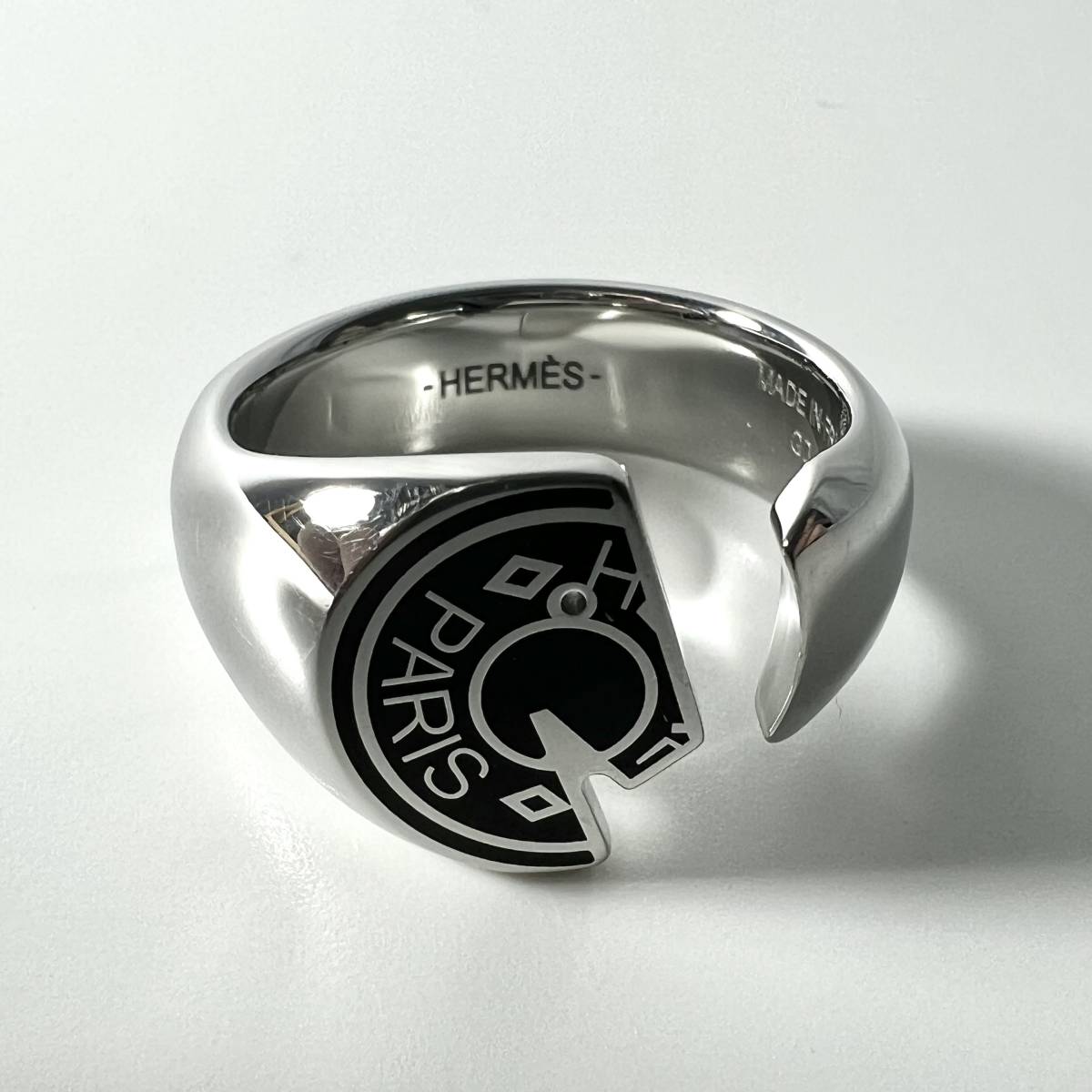 美品 HERMES エルメス Carrousel Ring カルーセル リング ブラック ラッカーメタル メンズ 新作 リング 指輪 サイズ