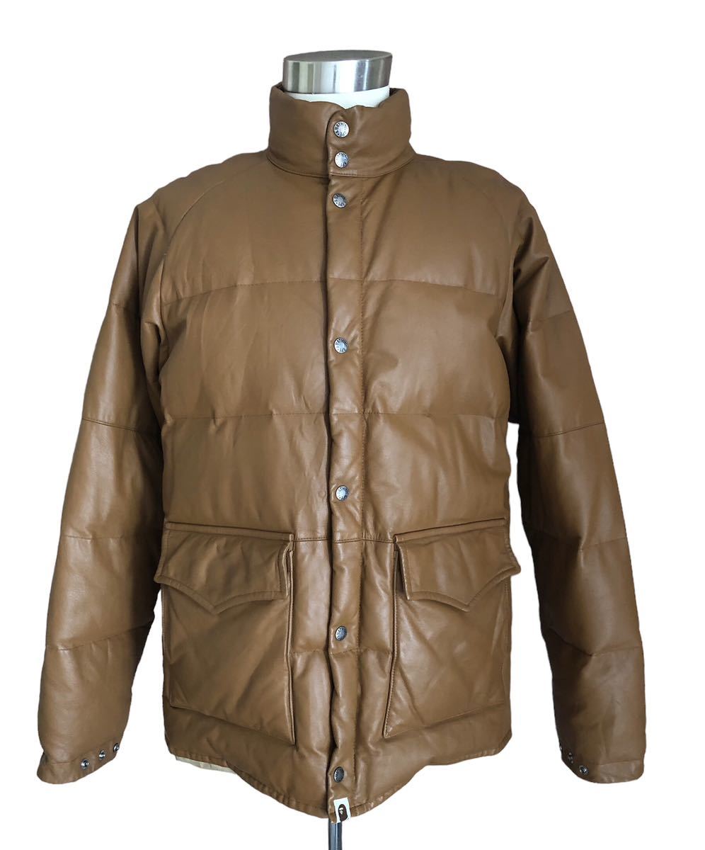 送料込み、即決 A BATHING APE LEATHER CLASSIC DOWN JACKET アベイシングエイプ ダウンジャケット 牛革
