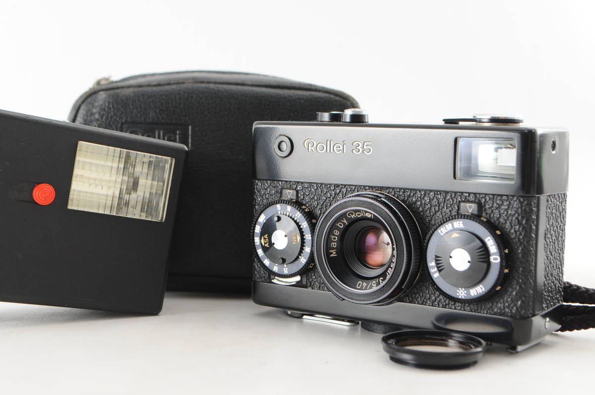 ☆美品☆ Rollei 35 ブラック 純正フラッシュ付き☆全ての動作確認済