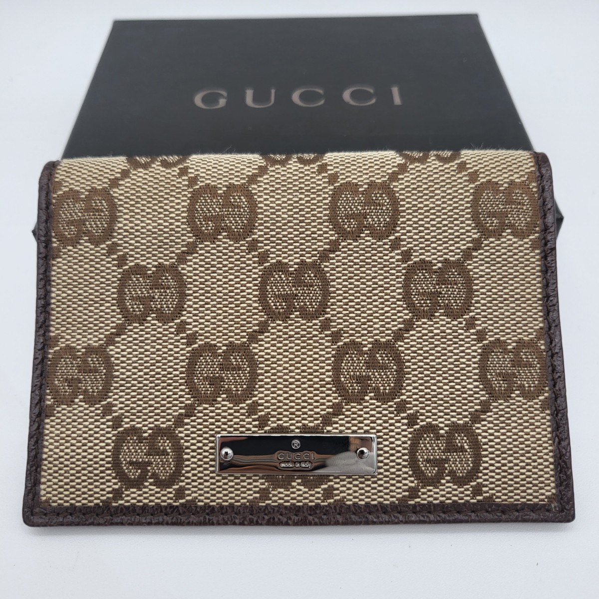 未使用 箱付き GUCCI グッチ GG キャンバス レザー 定期入れ カード