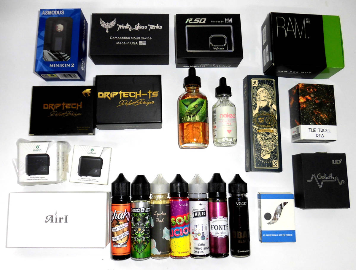 ☆VAPE ベイプ 電子タバコ 大量まとめ ASMODUS MINIKIN 2 TRINITY GLASS TANKS DRIP TECH ...