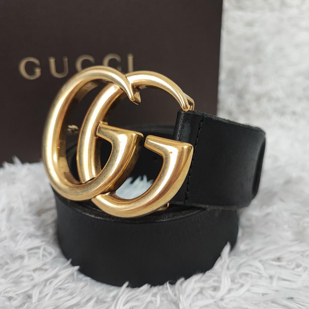 近年モデル】GUCCI グッチ GG マーモント レザー ベルト ゴールド金具