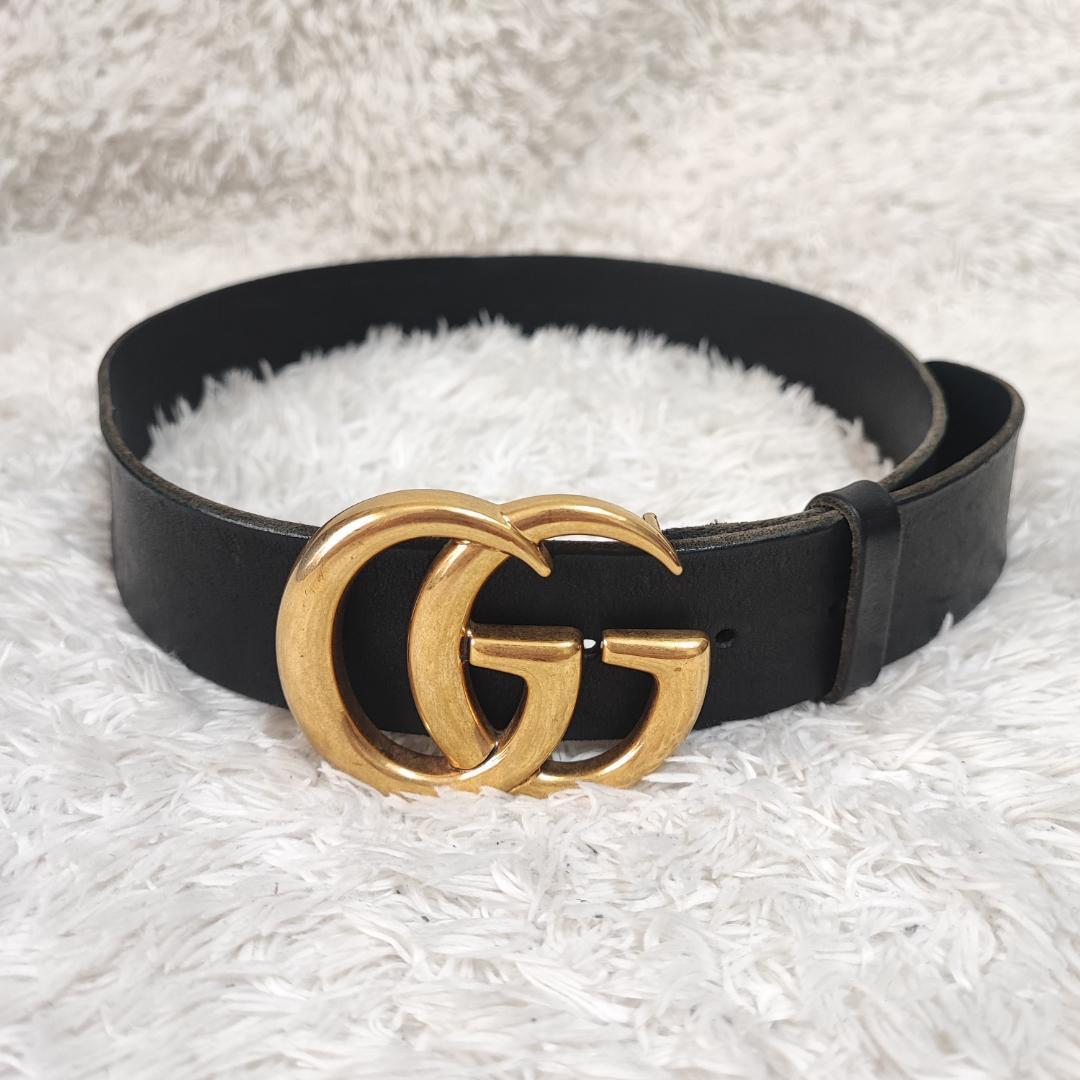 近年モデル】GUCCI グッチ GG マーモント レザー ベルト ゴールド金具