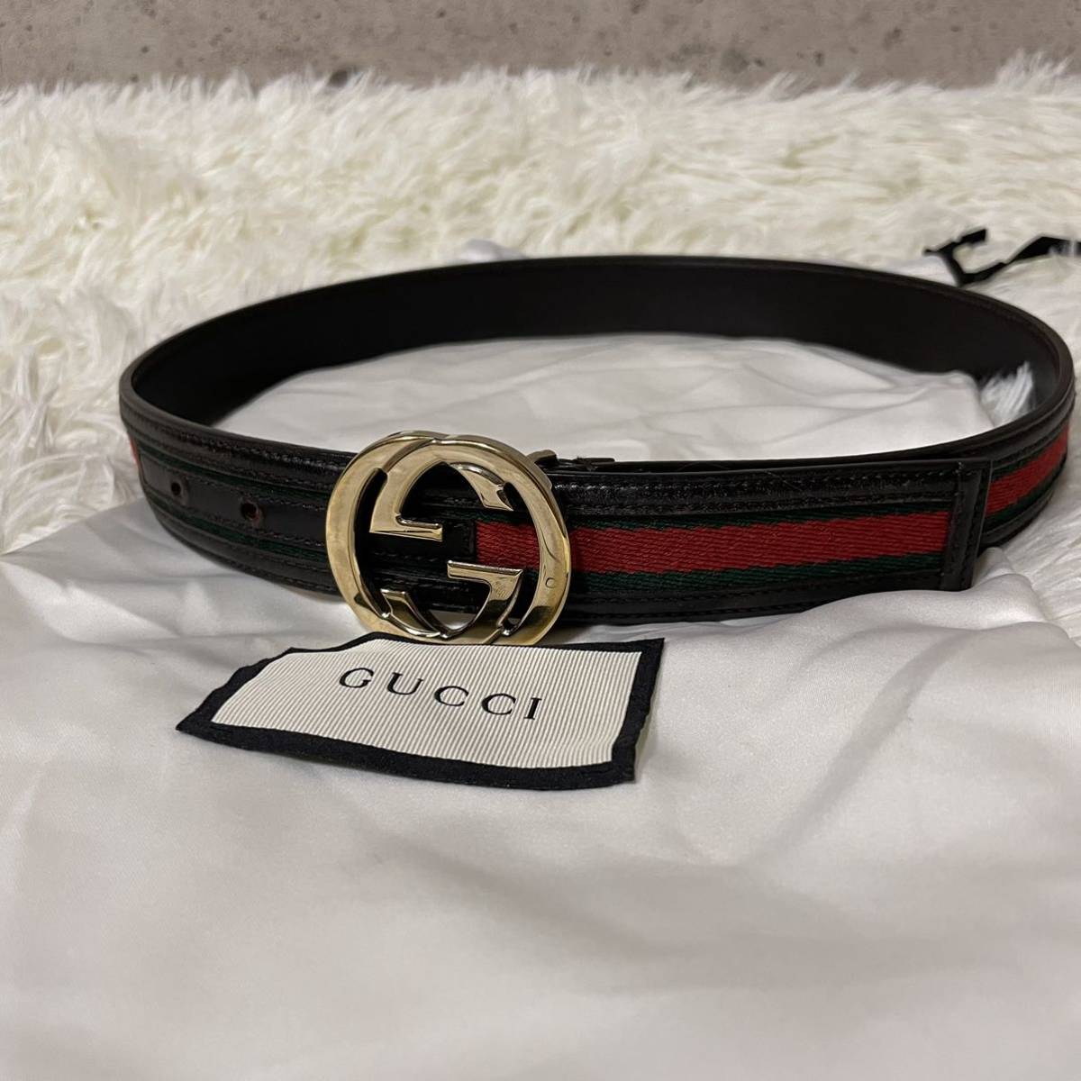 ①【極美品】GUCCI グッチ ベルト シェリーラインインターロッキング