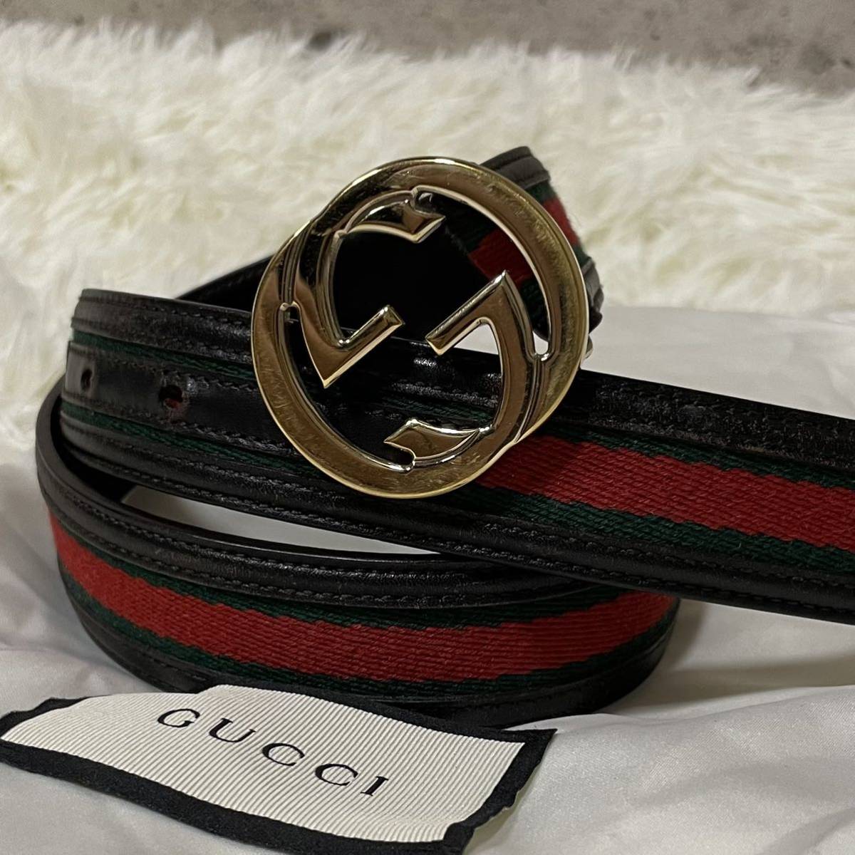 ①【極美品】GUCCI グッチ ベルト シェリーラインインターロッキング