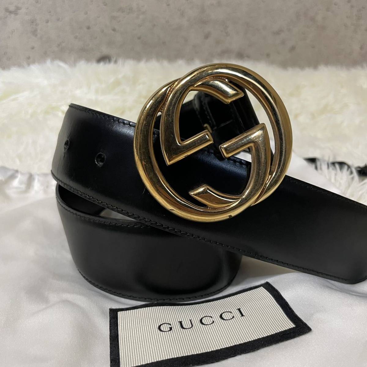 ①【美品】OLD GUCCI ベルト インターロッキング ダブルG レディース