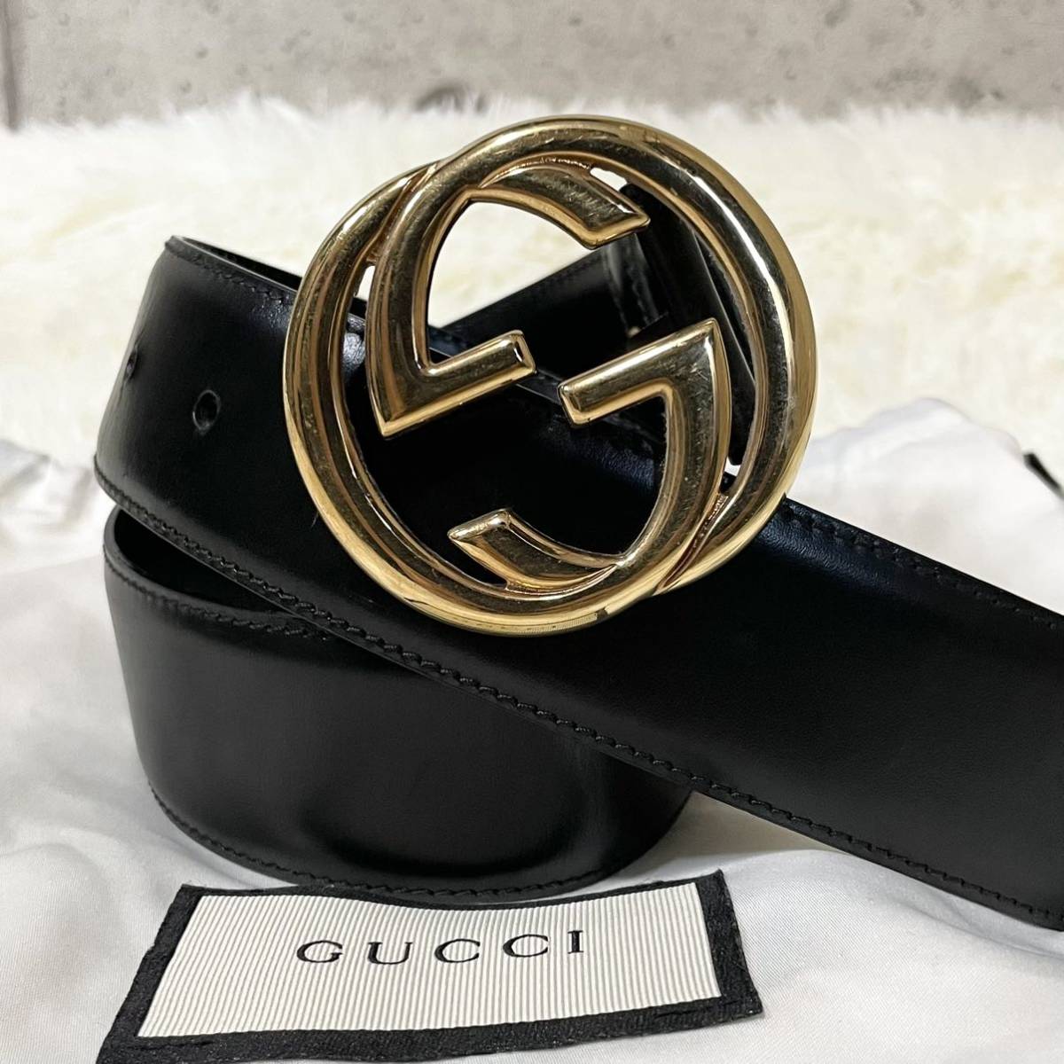 ①【美品】OLD GUCCI ベルト インターロッキング ダブルG レディース