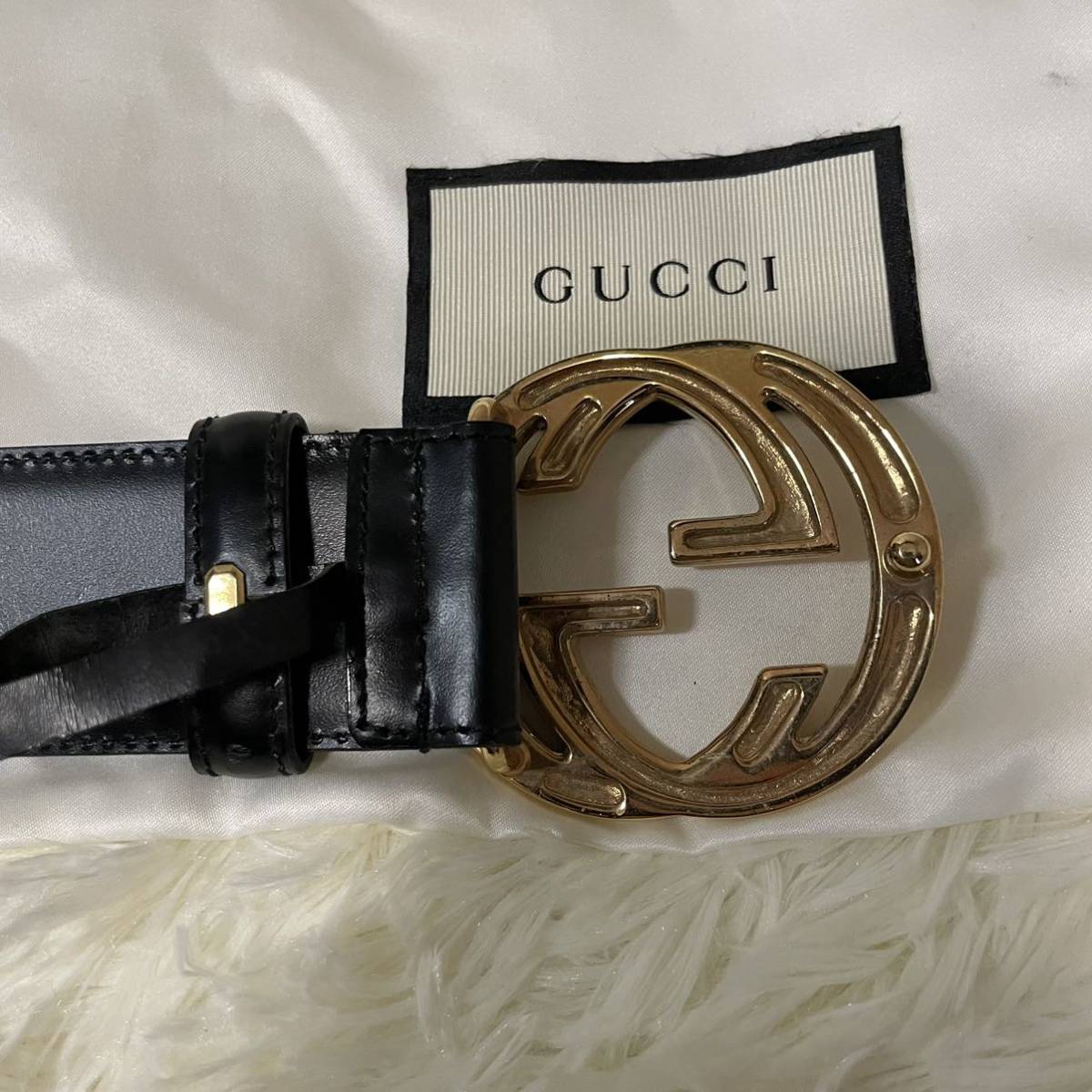 ①【美品】OLD GUCCI ベルト インターロッキング ダブルG レディース