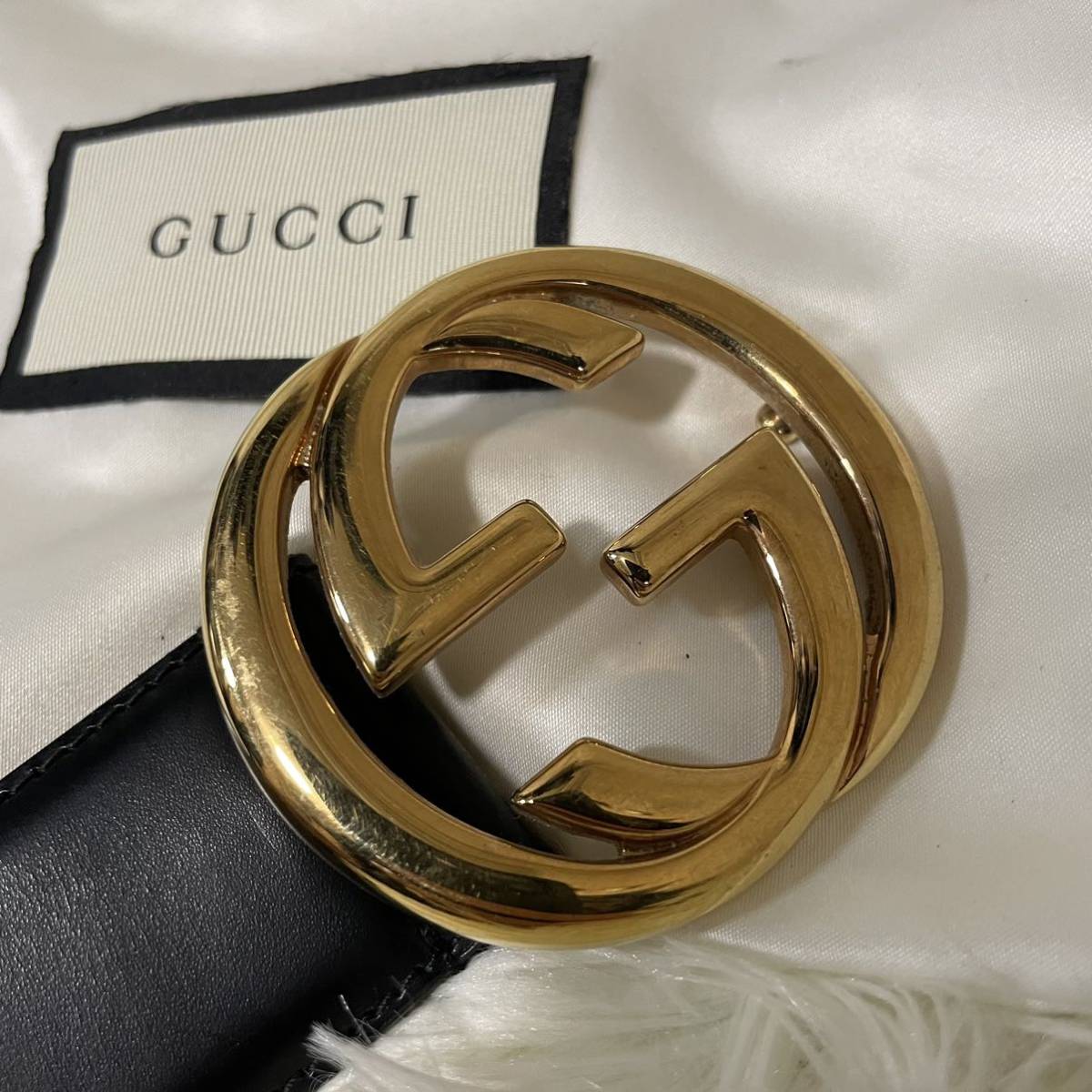 ①【美品】OLD GUCCI ベルト インターロッキング ダブルG レディース