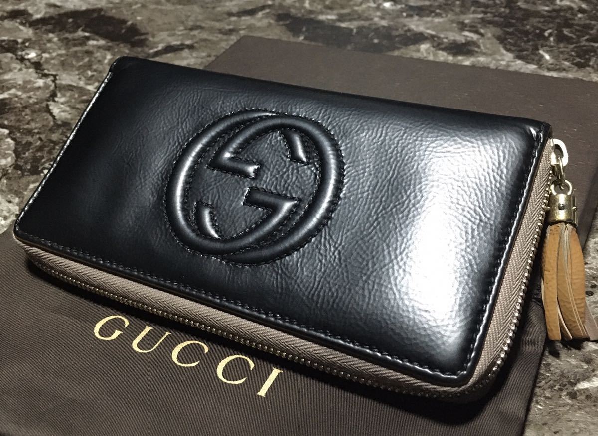 正規品／鑑定済】GUCCIソーホーGGラウンドファスナー/シリアル338004