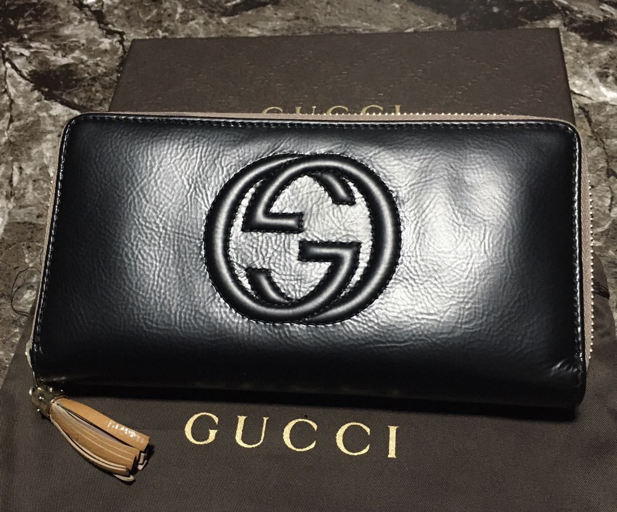 正規品／鑑定済】GUCCIソーホーGGラウンドファスナー/シリアル338004