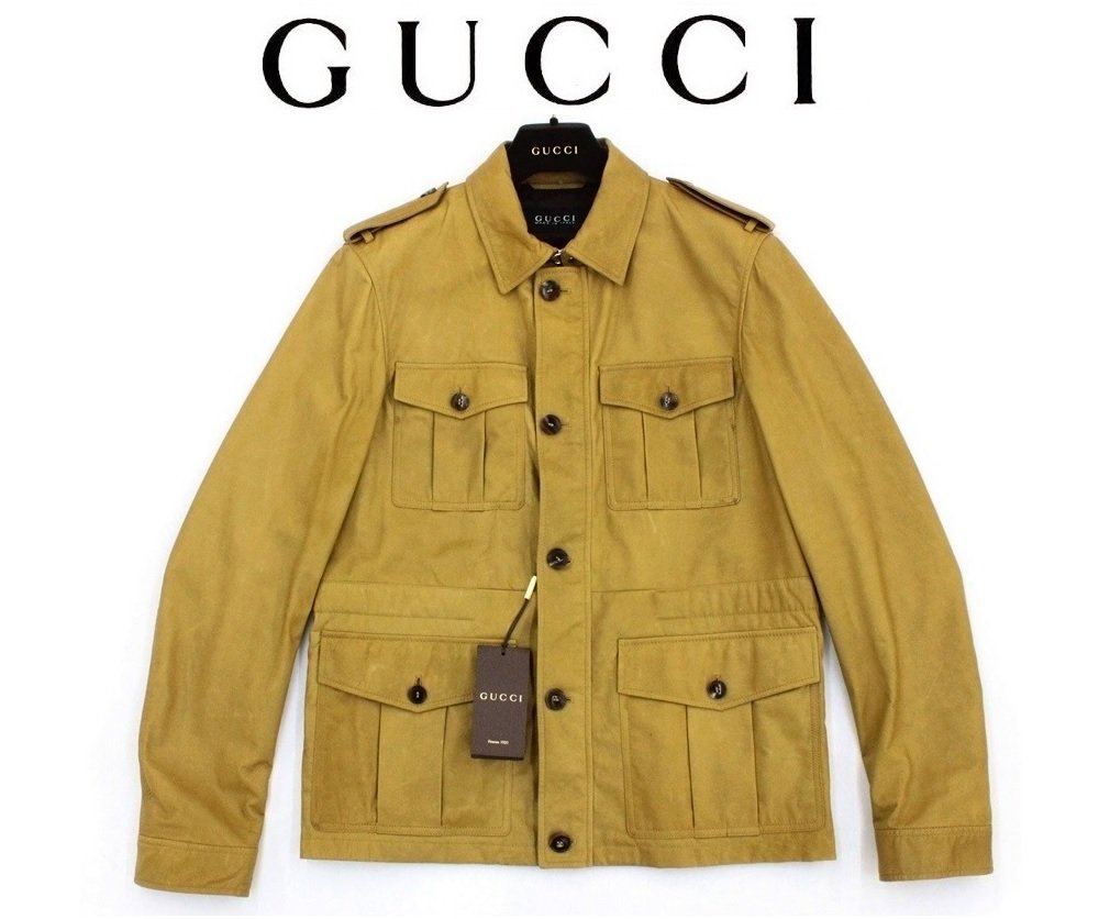 85万新品訳有◇50=M～L◇GUCCI グッチ マスタード系M-65レザー