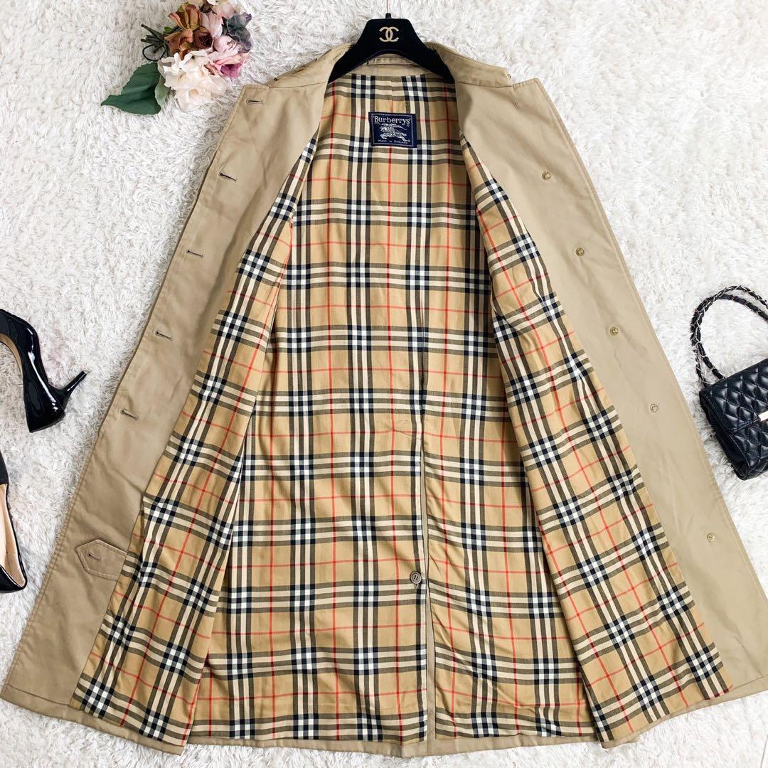 良品】 BURBERRY バーバリー ロングコート ノバチェック ベルト付き