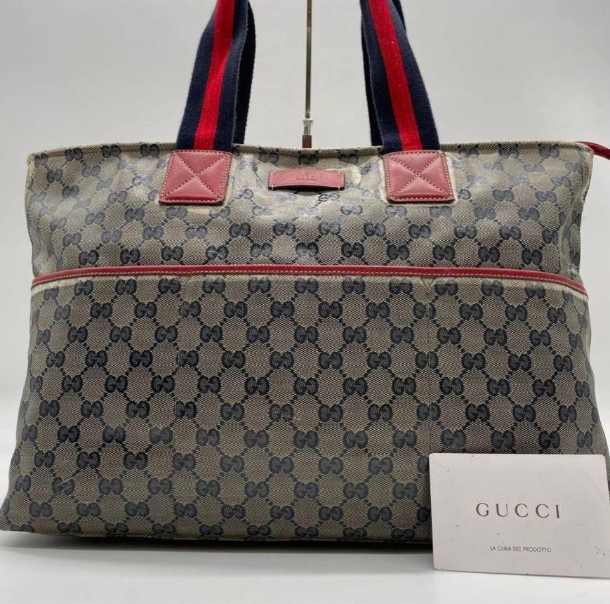 1円スタート！GUCCI PVC GG柄 インプリメ シェリーライントートバッグ