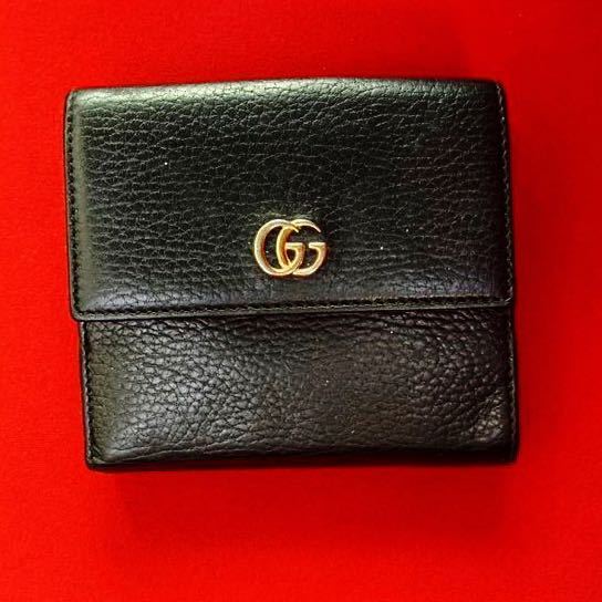 近年モデル 希少美中古 □GUCCI GGマーモント レザー 3つ折り財布