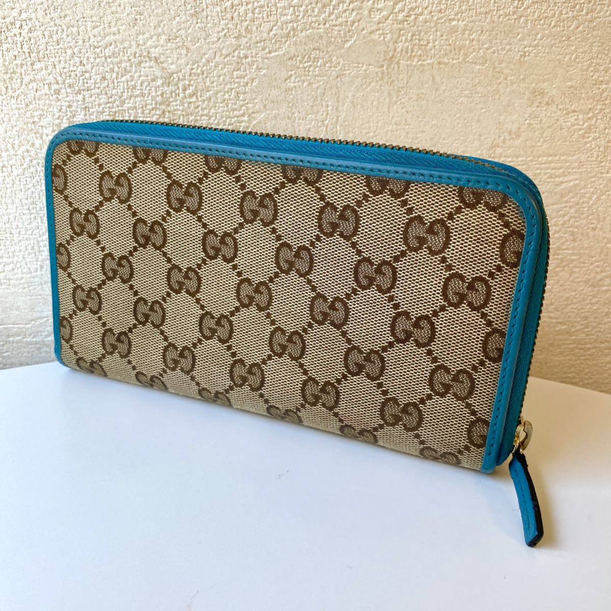 1円 GUCCI ラウンドファスナー GGキャンバス GGキャンパス 長財布