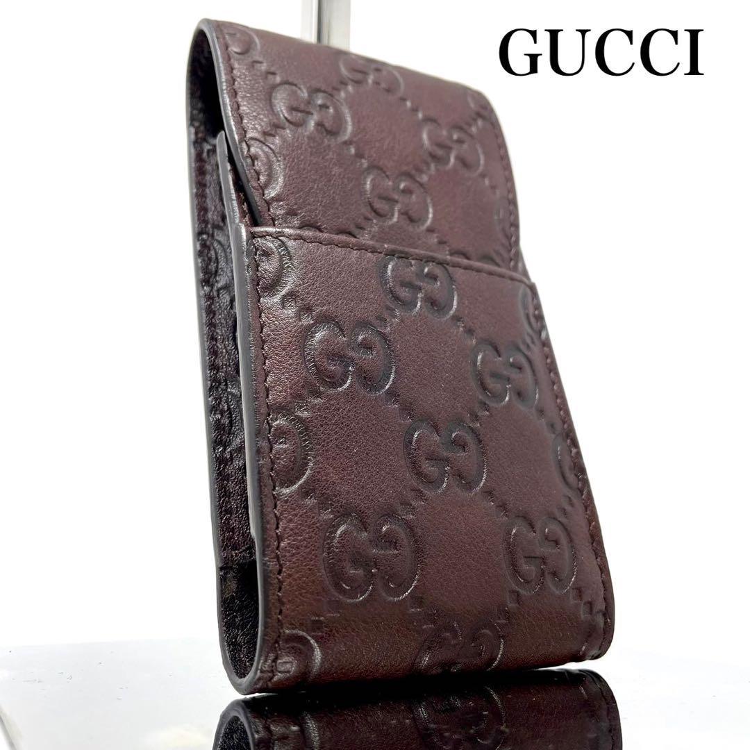 極美品・型崩れ無し】GUCCI グッチ タバコケース シマ GG シガレット