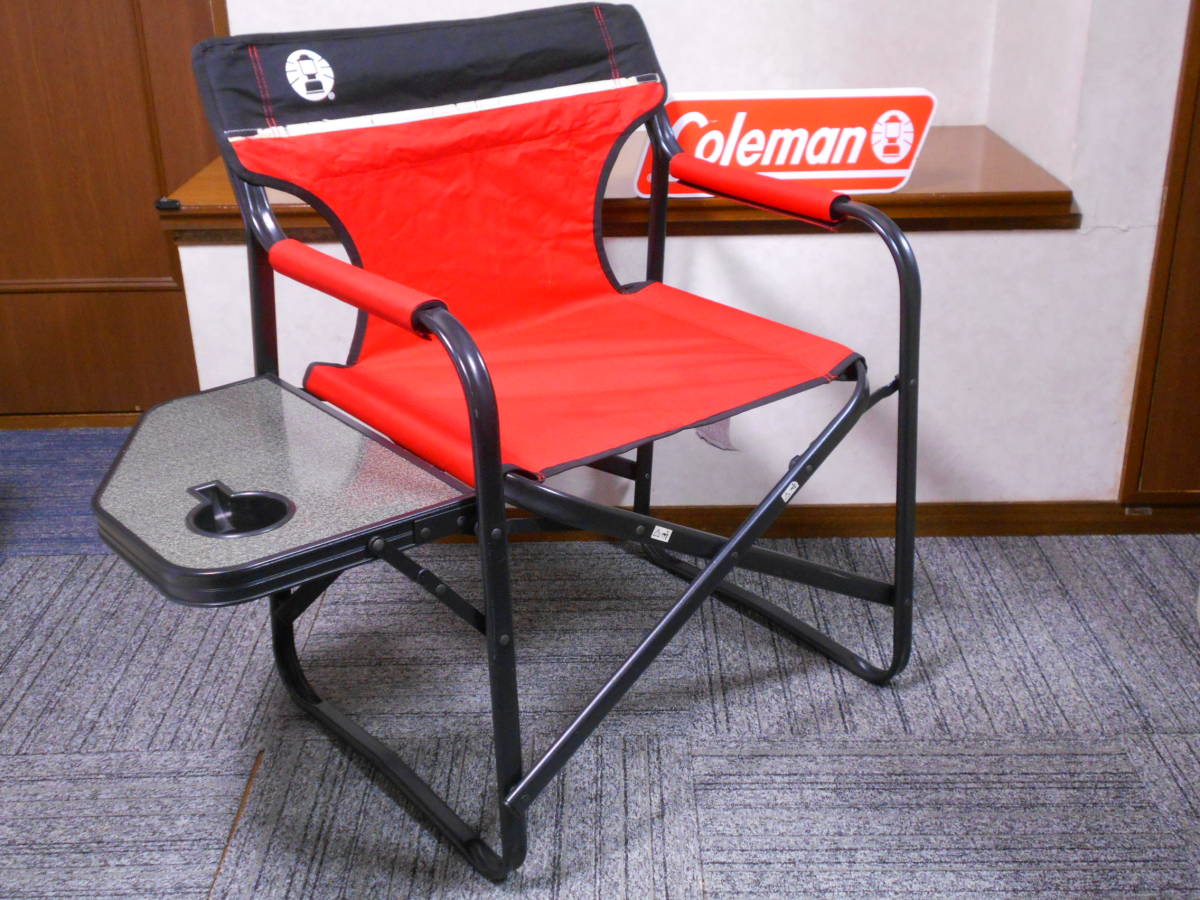 Coleman サイドテーブル付デッキチェアST レッド 2脚セット 【公式通販】
