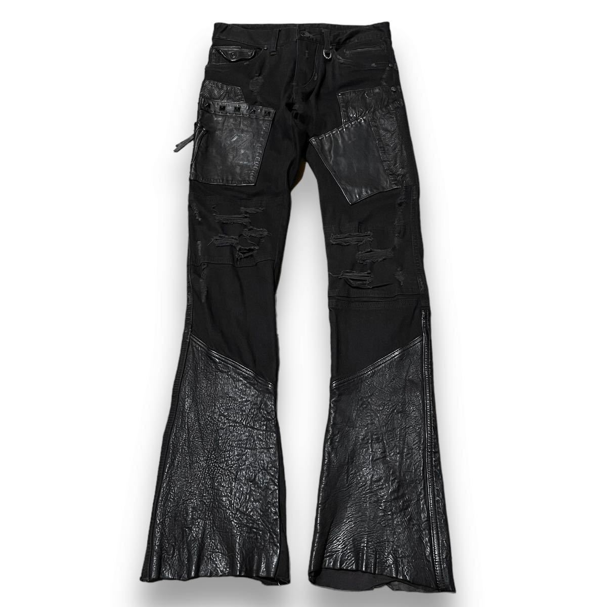 00's 14th Addiction Archive leather flared pants アーカイブ フレアパンツcatorce L ...