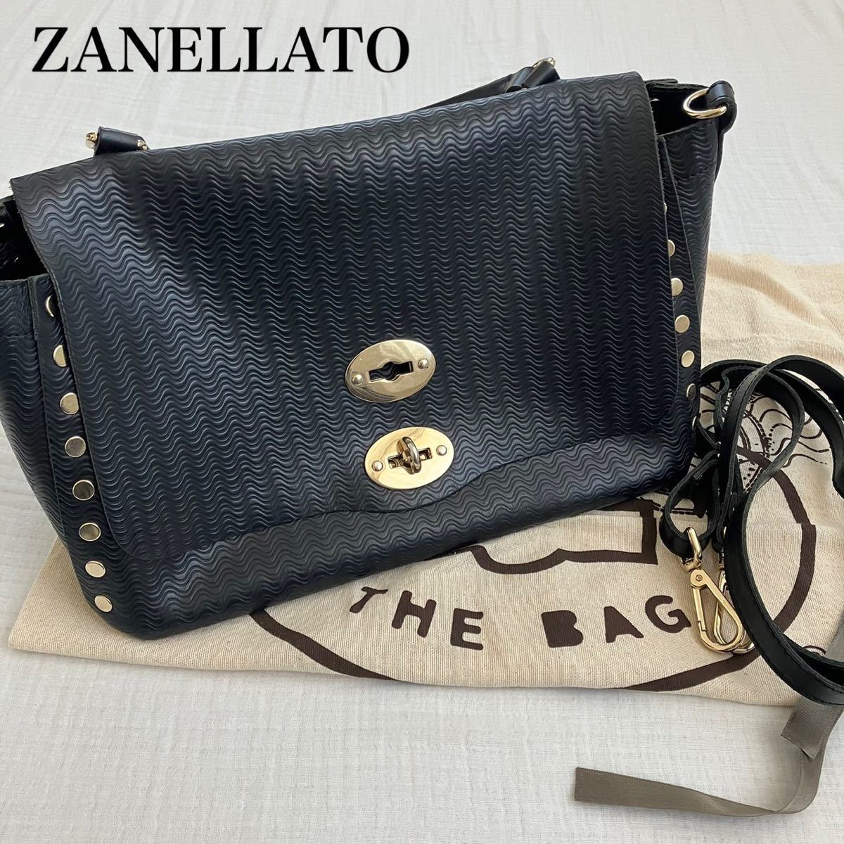 極美品 ZANELLATO ザネラート ポスティーナ 2wayショルダーバッグ-