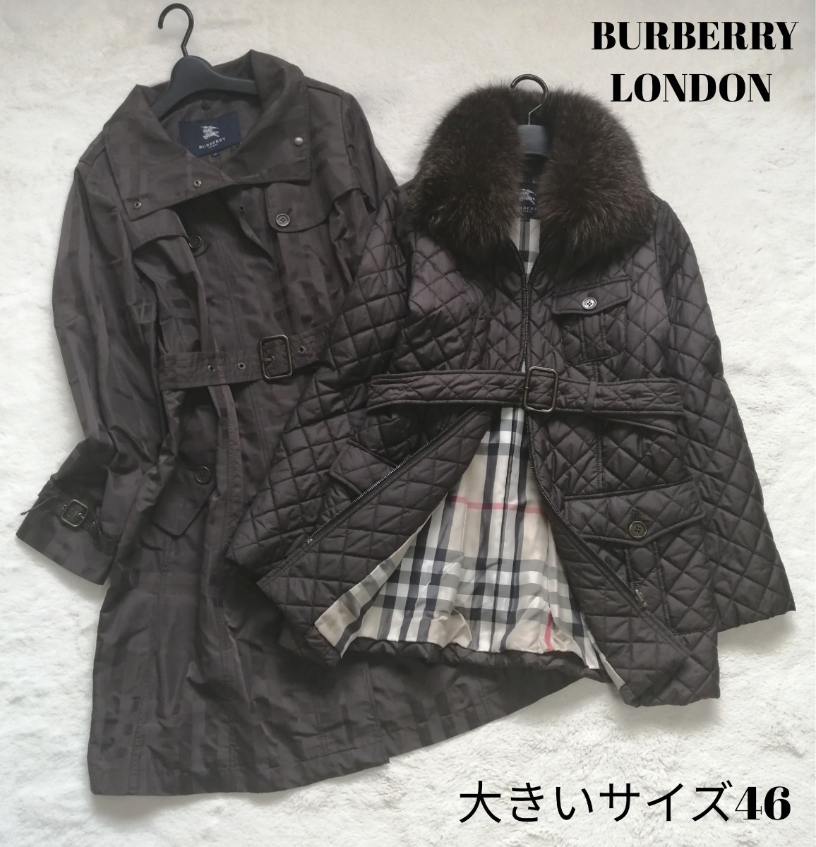 極美品BURBERRYバーバリー☆中綿・ブルーフォックス・チェックコート☆120-