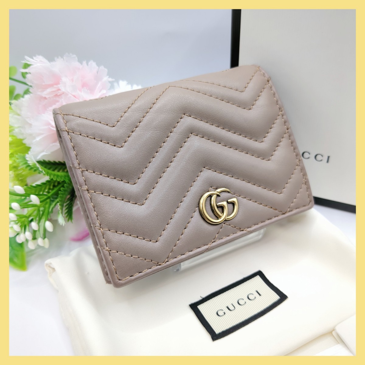 未使用品 【極美品】GUCCI 折り財布 プチマーモント ベージュ