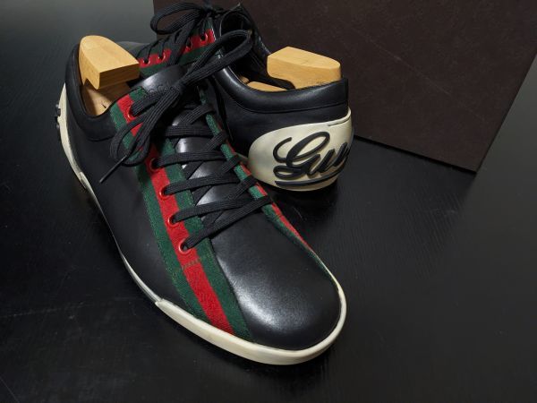 極美品 グッチ 41.5EJ GUCCI シェリーライン カウンターロゴ レザー