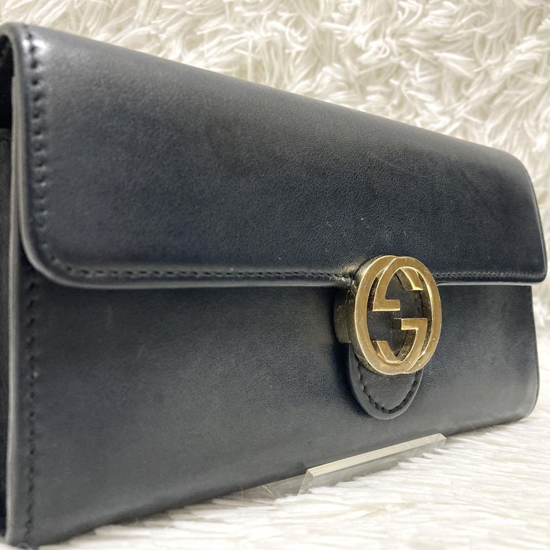 ☆希少美品 GUCCI グッチ 長財布 2つ折り財布 インターロッキング GG